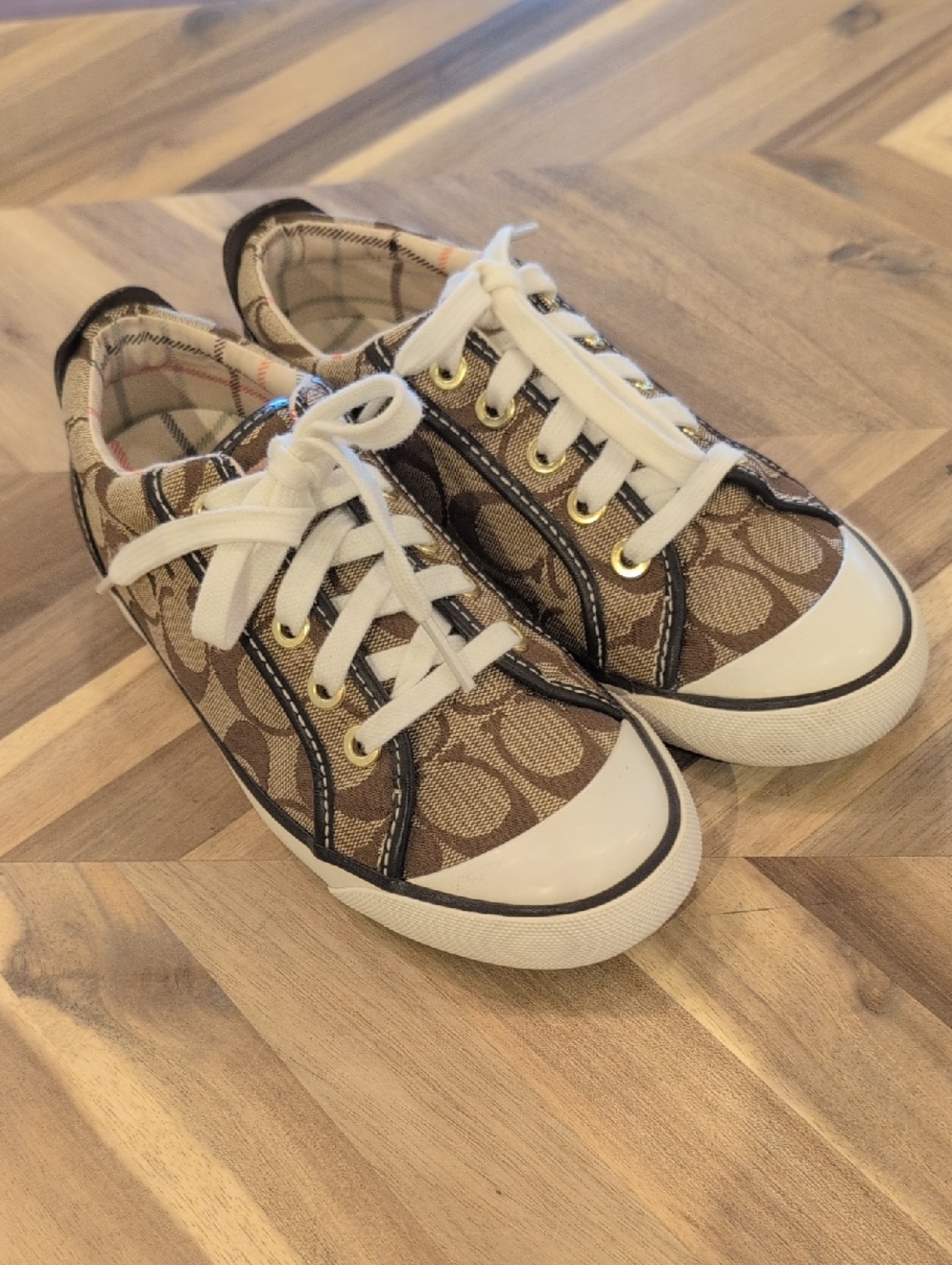 Coach Brown Signature-Print Canvas Sneakers Sz 5.5